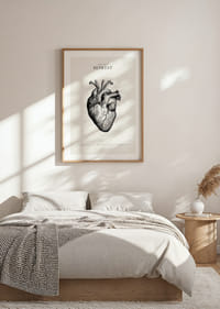 Detaljerad illustration av mänskligt hjärta i svartvitt-4