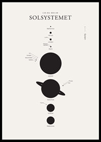 Minimalistisk illustration av solsystemets planeter svartvit-6