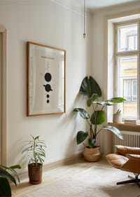 Minimalistisk illustration av solsystemets planeter svartvit-4