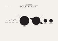 Illustration av solsystemets planeter i svartvitt-7