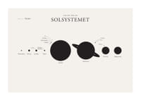 Illustration av solsystemets planeter i svartvitt-1