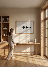 Illustration av solsystemets planeter i svartvitt-8