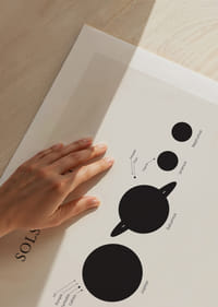 Illustration av solsystemets planeter i svartvitt-5