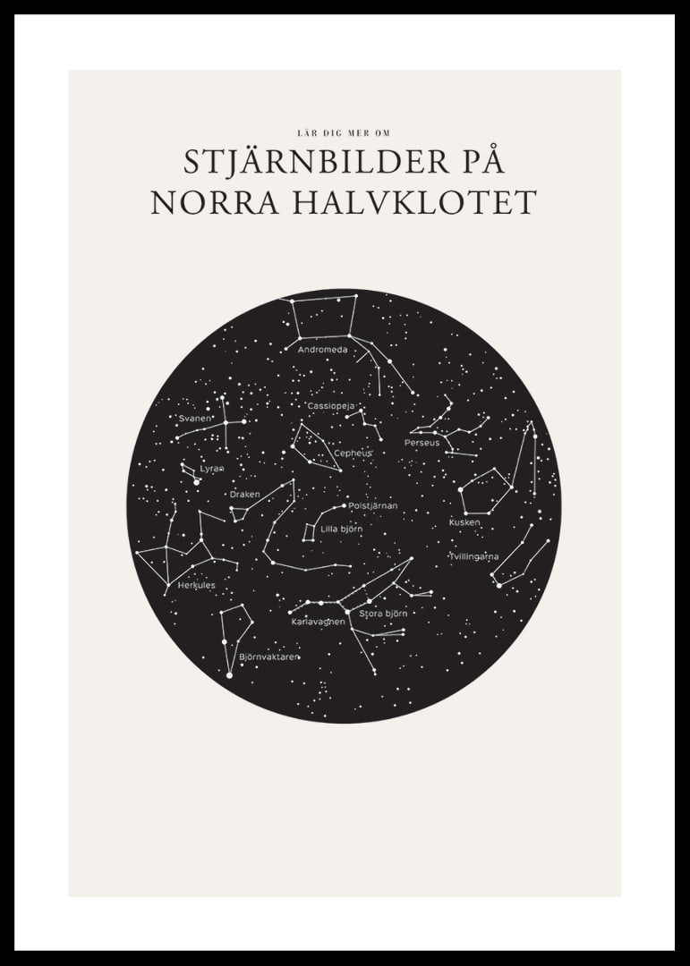Grafisk illustration av stjärnbilder i svartvitt cirkelformat-12