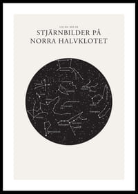 Grafisk illustration av stjärnbilder i svartvitt cirkelformat-0