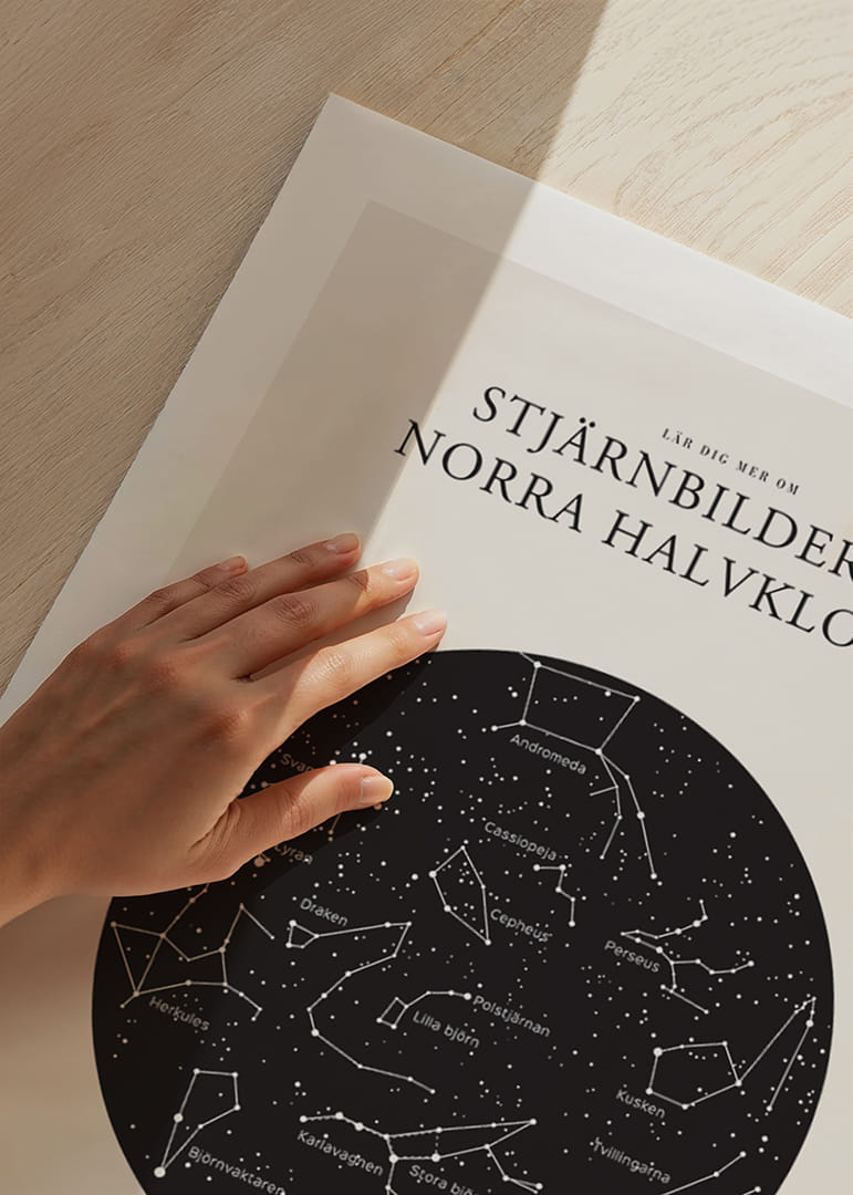 Grafisk illustration av stjärnbilder i svartvitt cirkelformat-12