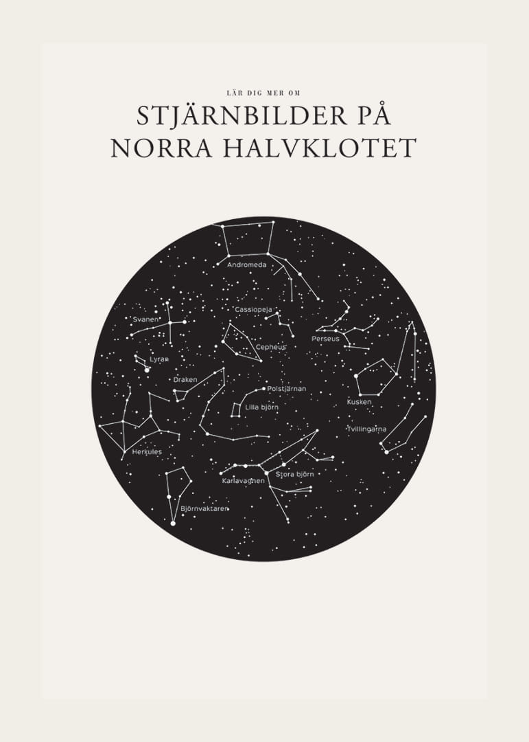 Grafisk illustration av stjärnbilder i svartvitt cirkelformat-12