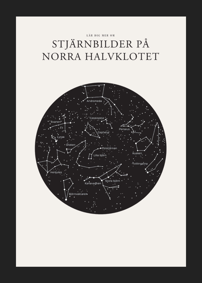 Grafisk illustration av stjärnbilder i svartvitt cirkelformat-12