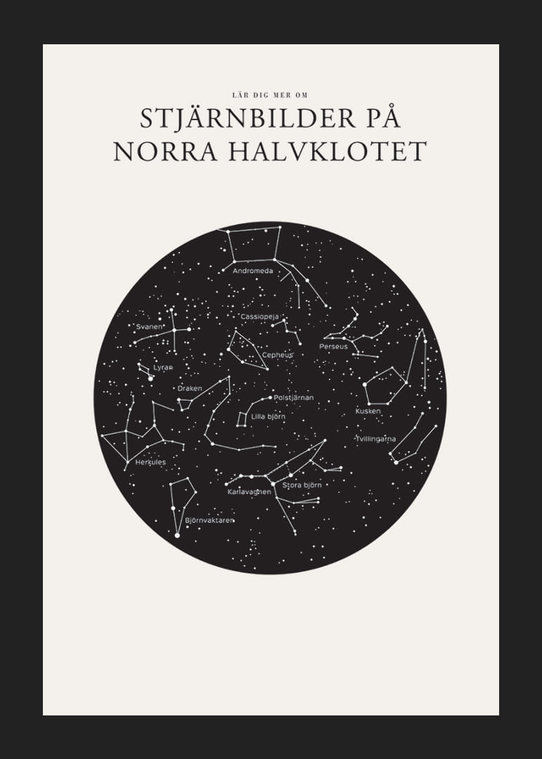 Grafisk illustration av stjärnbilder i svartvitt cirkelformat-12