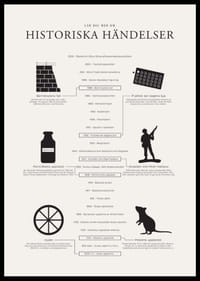 Svartvit tidslinje med ikoner och texter om historiska händelser-2