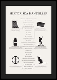 Svartvit tidslinje med ikoner och texter om historiska händelser-4