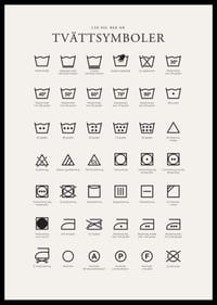 Svartvita tvättsymboler och förklarande textillustrationer-2