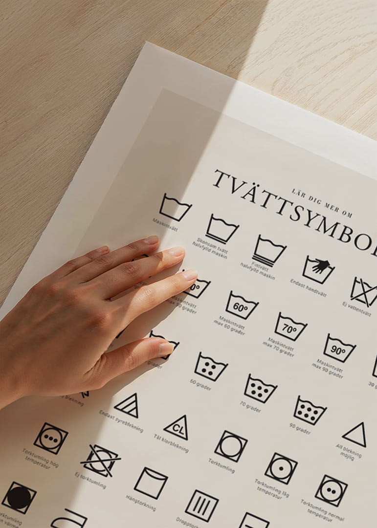 Svartvita tvättsymboler och förklarande textillustrationer-12