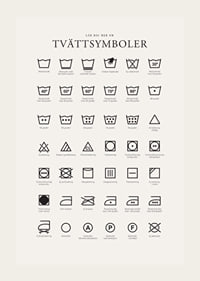 Svartvita tvättsymboler och förklarande textillustrationer-3