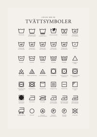 Svartvita tvättsymboler och förklarande textillustrationer-3