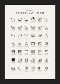Svartvita tvättsymboler och förklarande textillustrationer-5