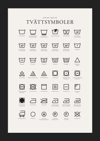 Svartvita tvättsymboler och förklarande textillustrationer-5