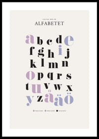 Illustrerat alfabet med färgmarkerade vokaler och konsonanter-0