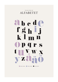 Illustrerat alfabet med färgmarkerade vokaler och konsonanter-1