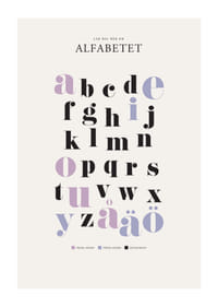 Illustrerat alfabet med färgmarkerade vokaler och konsonanter-1