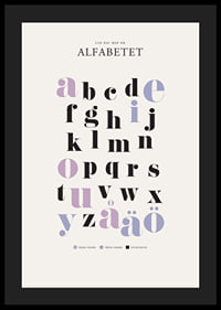 Illustrerat alfabet med färgmarkerade vokaler och konsonanter-4
