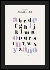 Illustrerat alfabet med färgmarkerade vokaler och konsonanter-4