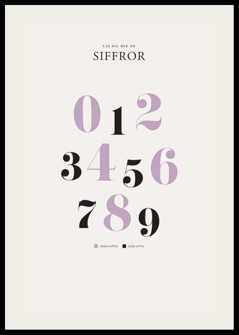 Stora siffror 0 till 9 i lila och svart mot ljus bakgrund-12