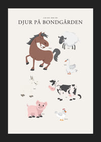 Illustrerade bondgårdsdjur i milda färger på ljus bakgrund-5