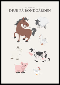 Illustrerade bondgårdsdjur i milda färger på ljus bakgrund-2