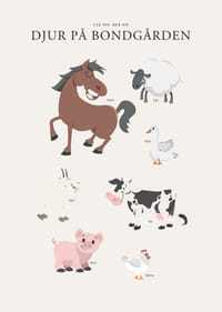 Illustrerade bondgårdsdjur i milda färger på ljus bakgrund-3