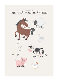 Illustrerade bondgårdsdjur i milda färger på ljus bakgrund-1