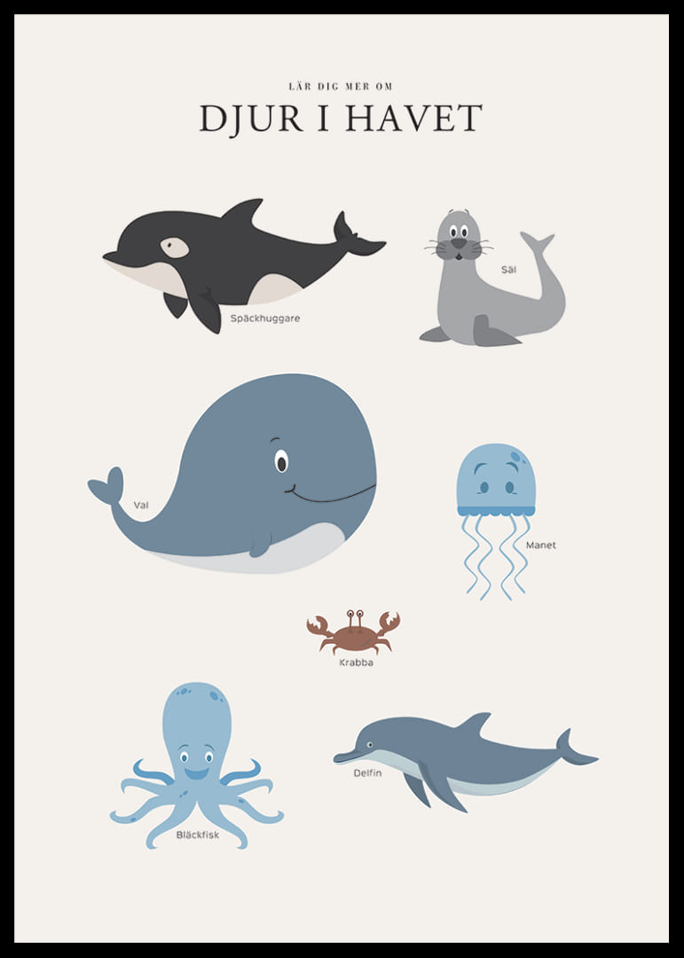 Illustrerade havsdjur i mjuka färger mot ljus bakgrund-12