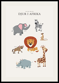 Illustrerade afrikanska djur i milda färger på ljus bakgrund-2