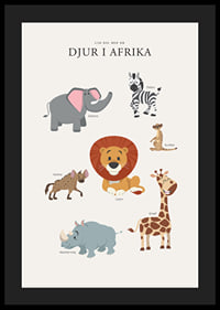 Illustrerade afrikanska djur i milda färger på ljus bakgrund-4
