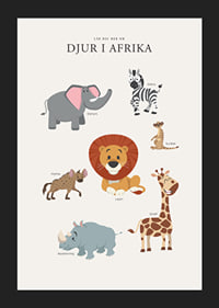 Illustrerade afrikanska djur i milda färger på ljus bakgrund-5