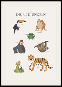 Illustrerade djungeldjur med text på ljus bakgrund-2