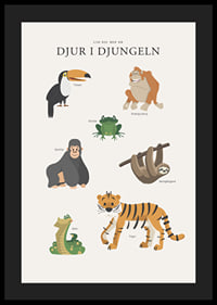 Illustrerade djungeldjur med text på ljus bakgrund-4