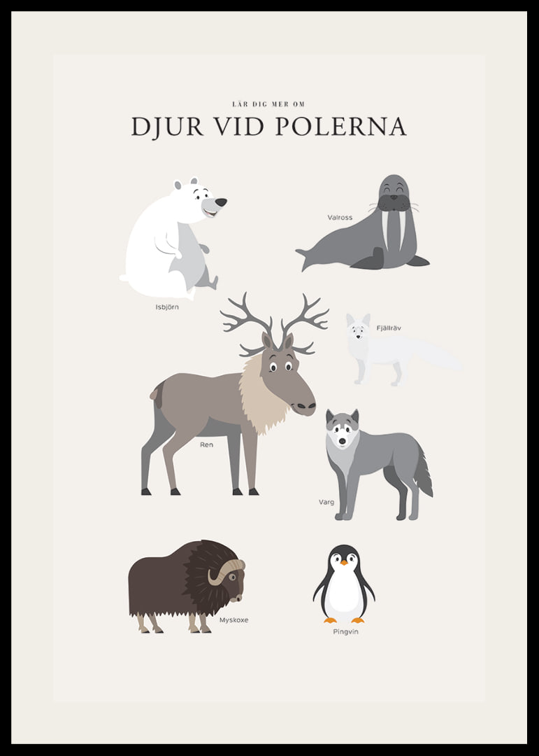 Illustrerade polar­djur på ljus bakgrund med text-12
