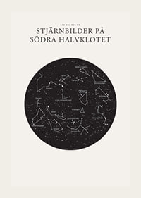 Svartvit illustration av stjärnbilder på södra stjärnhimlen-3