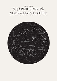 Svartvit illustration av stjärnbilder på södra stjärnhimlen-7