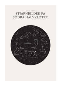 Svartvit illustration av stjärnbilder på södra stjärnhimlen-1