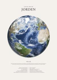 Illustrerad jordglob med fakta och namnet Tellus på vit bakgrund-3