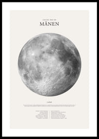 Detaljerad illustration av månen i svartvitt med faktatext-0