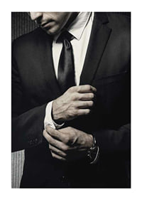 Close-up of man in black suit adjusting cufflinks-3