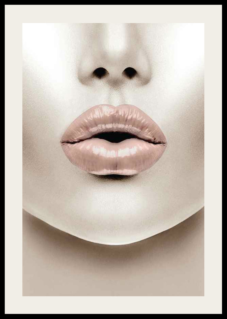 Gros plan de lèvres roses brillantes dans un style minimaliste-12