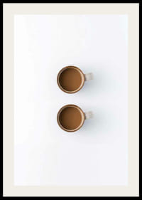 Due tazze di caffè dall'alto su sfondo bianco, fotografiche-2