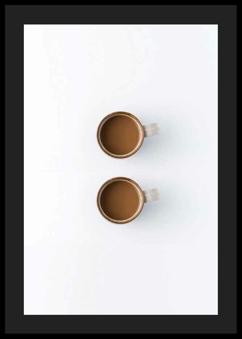 Due tazze di caffè dall'alto su sfondo bianco, fotografiche-12