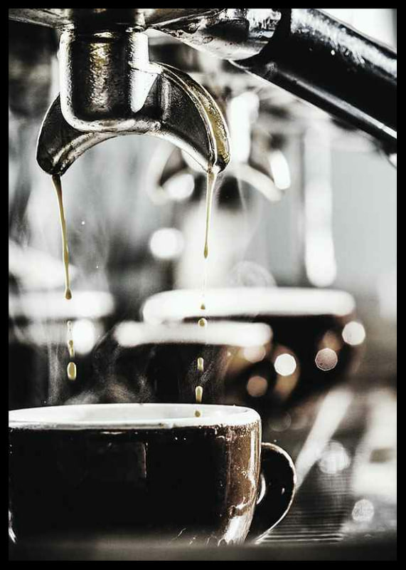 Close-up of coffee machine brewing coffee in dark cups-12