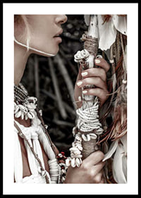 Close-up of woman with jewelry and shells in natural tones-0
