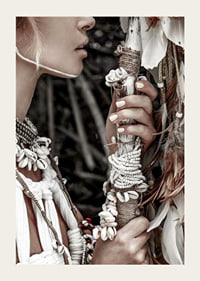 Close-up of woman with jewelry and shells in natural tones-3
